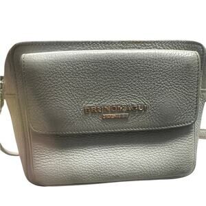 Bruno Magli Crossbody Shoulder Bag Women Gray‎ Pebbled Leather